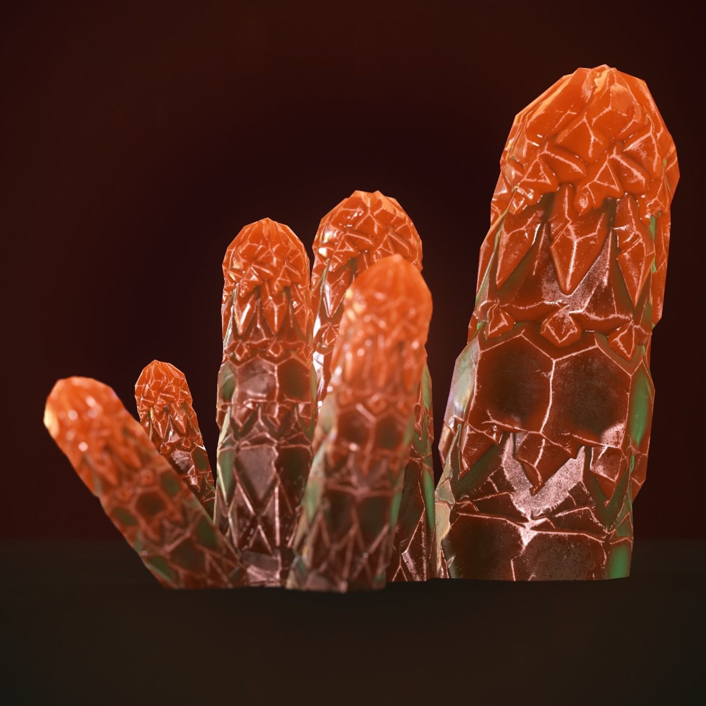 Minreral orange Low-poly 3D model_11