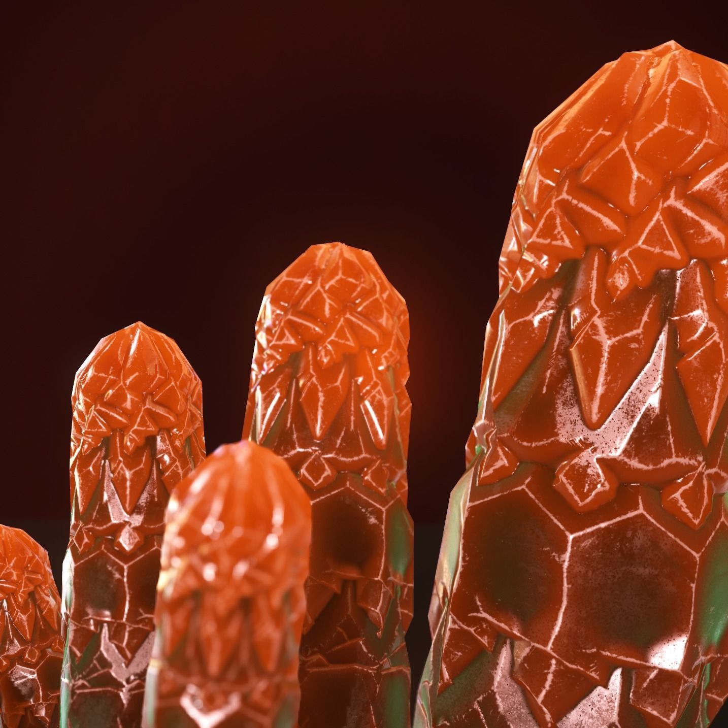 Minreral orange Low-poly 3D model_7