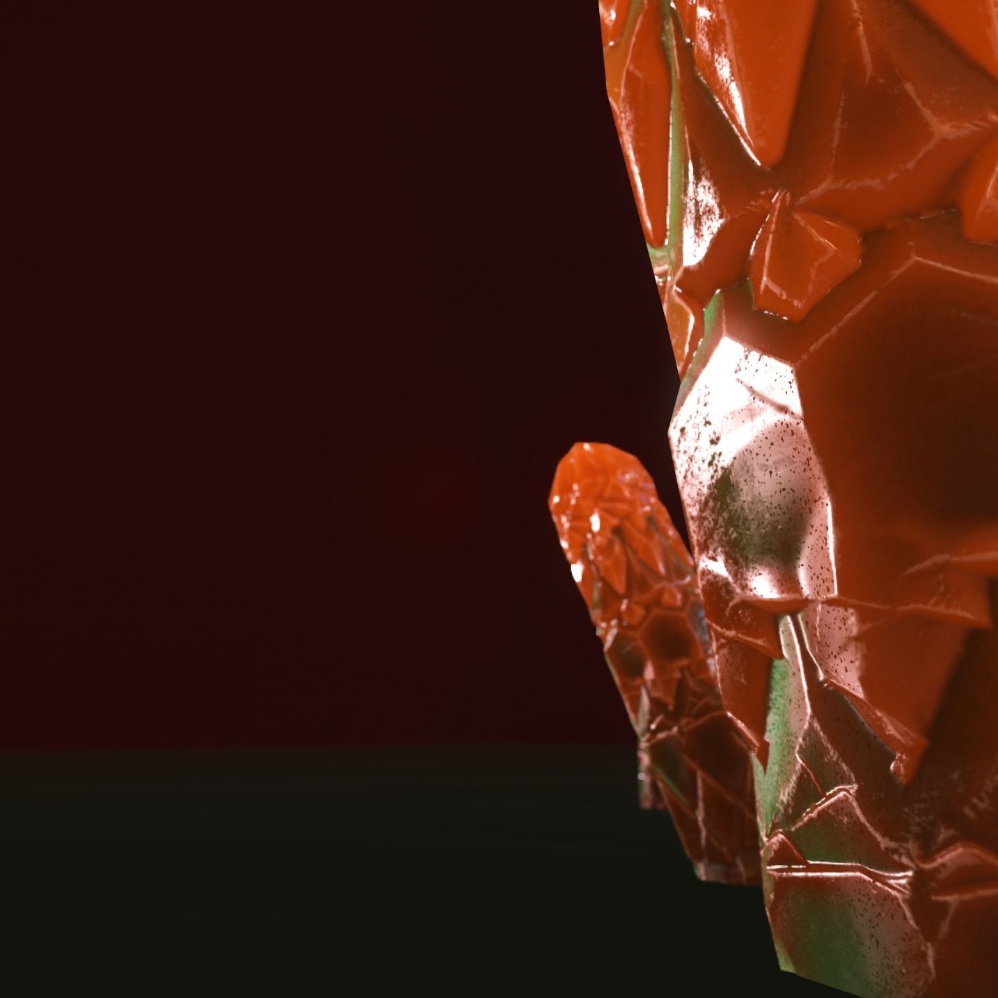 Minreral orange Low-poly 3D model_2