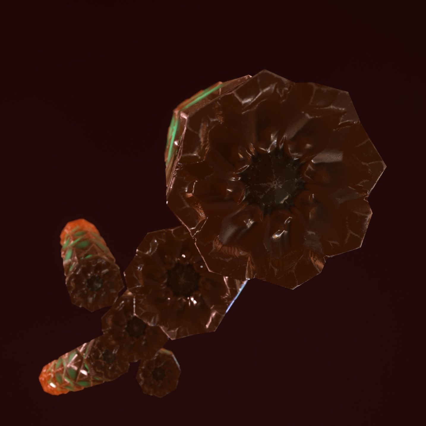 Minreral orange Low-poly 3D model_12