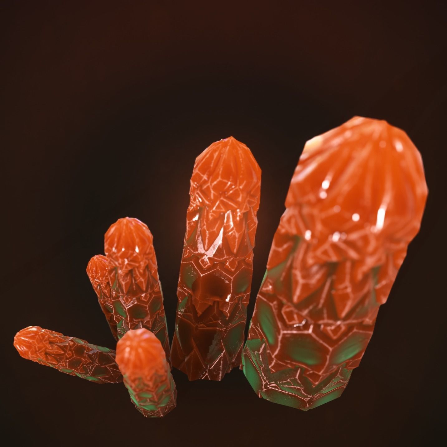 Minreral orange Low-poly 3D model_15