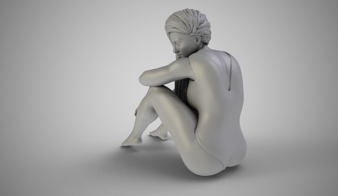 Dreaming Girl 2 3D print model_2