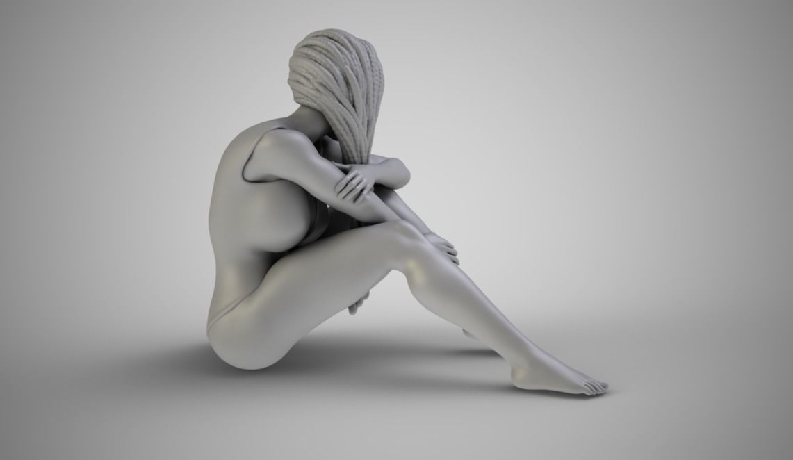 Dreaming Girl 2 3D print model_4