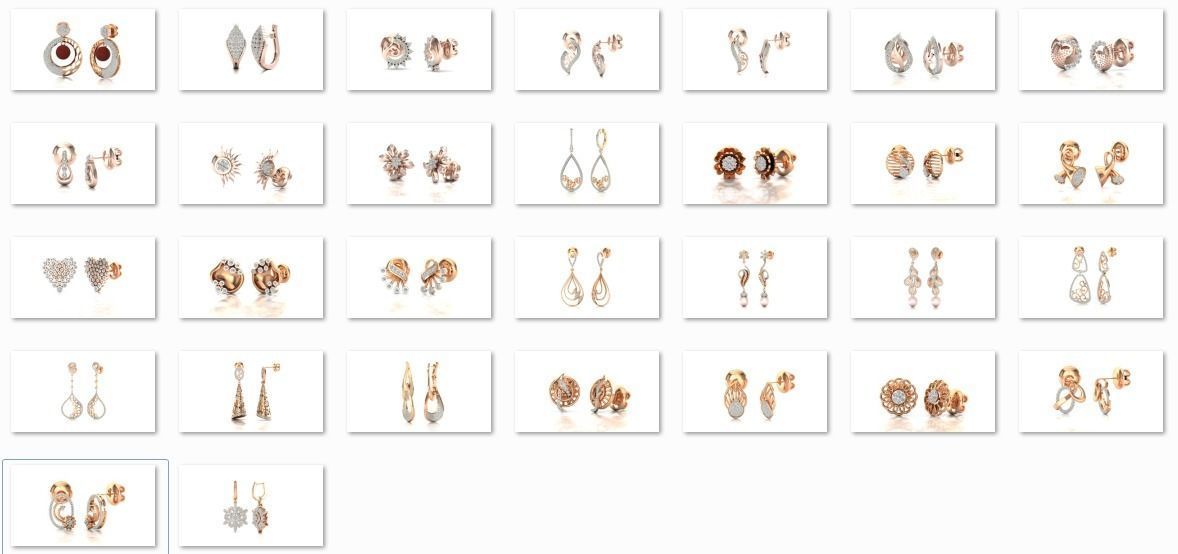 58 Women Earrings 3dm render details bulk collection 3D print model_1