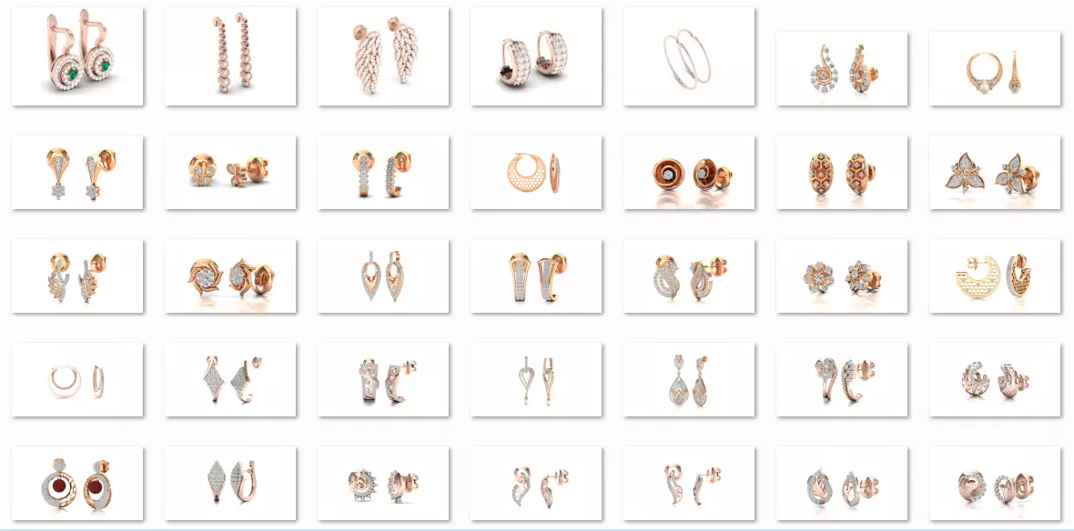 58 Women Earrings 3dm render details bulk collection 3D print model_0