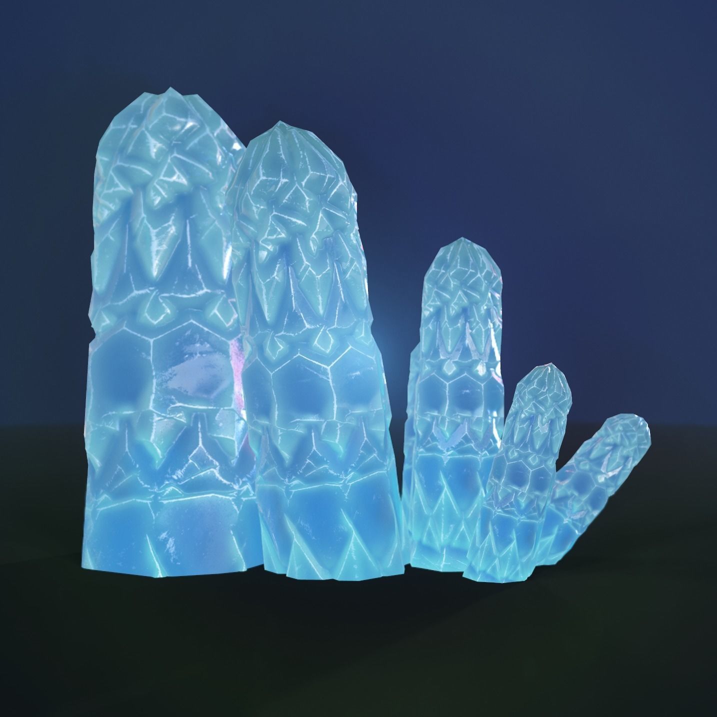 Mineral white variation Low-poly 3D model_3
