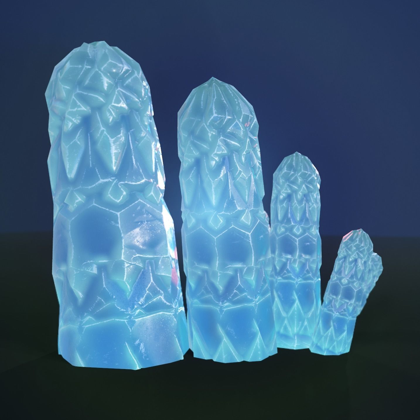 Mineral white variation Low-poly 3D model_10
