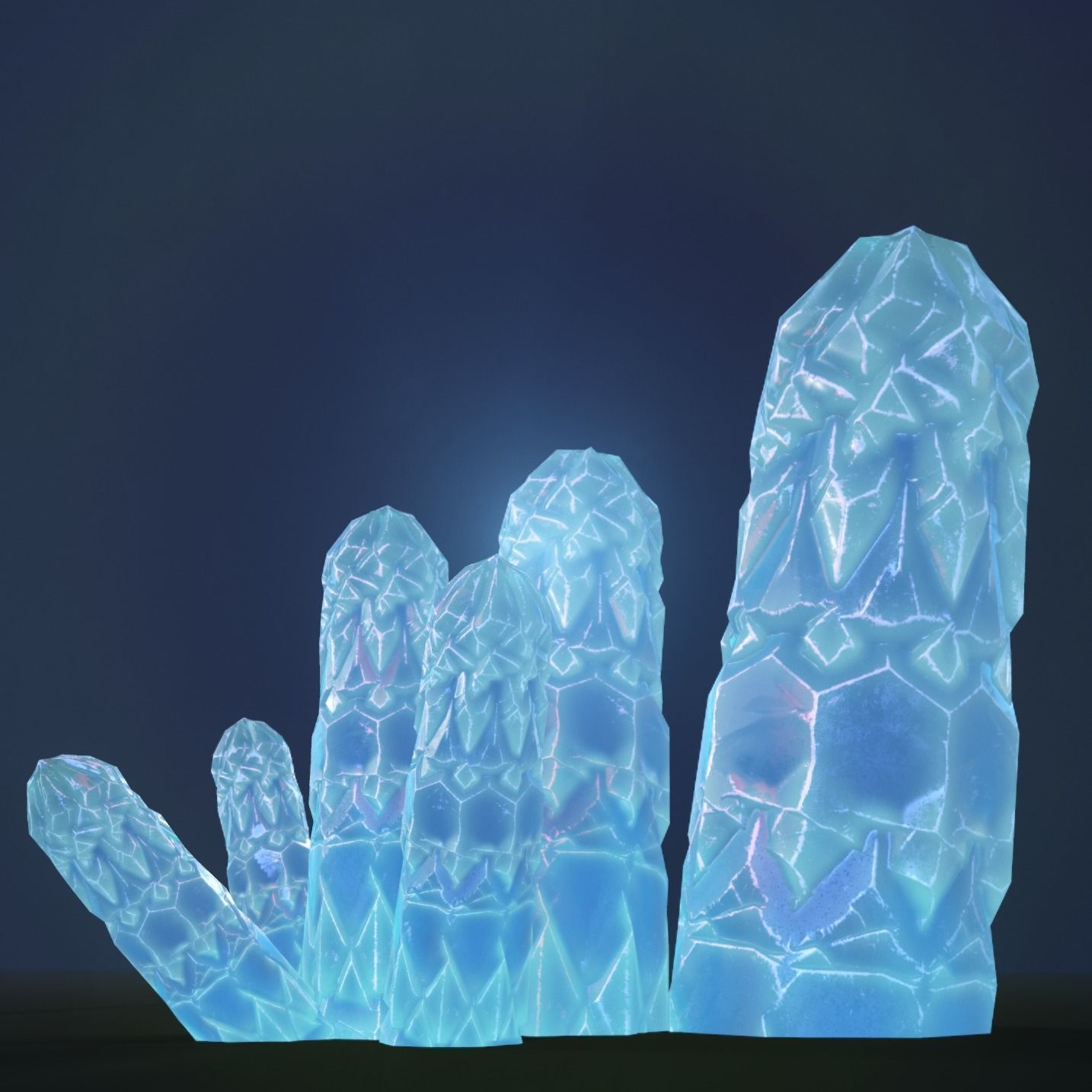 Mineral white variation Low-poly 3D model_9