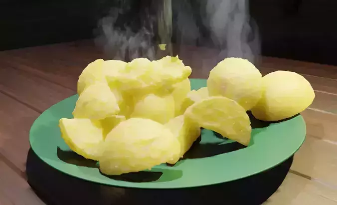 warm potatoes on a plate
