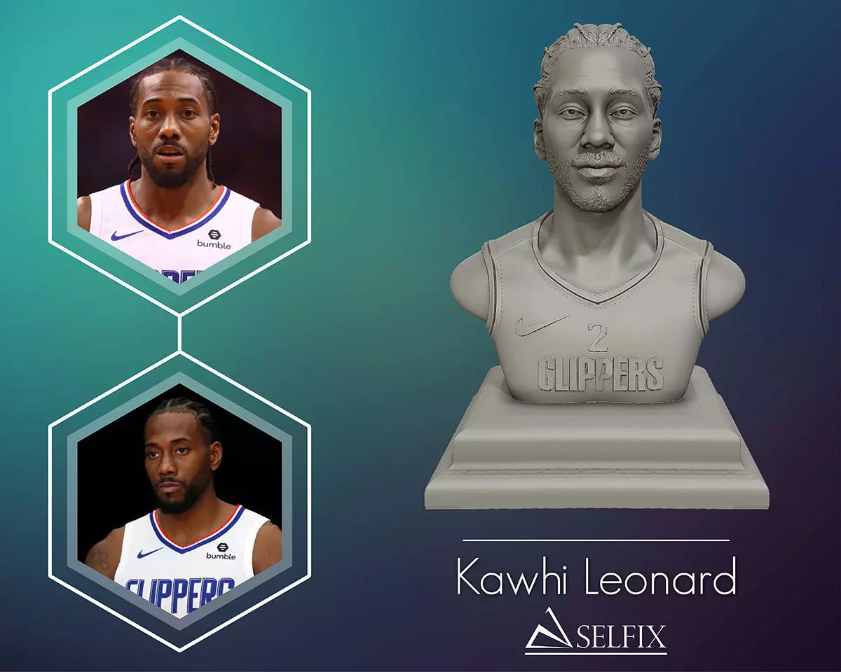 Kawhi Leonard 3D portrait sculpture ready to 3D print 3D print model_0