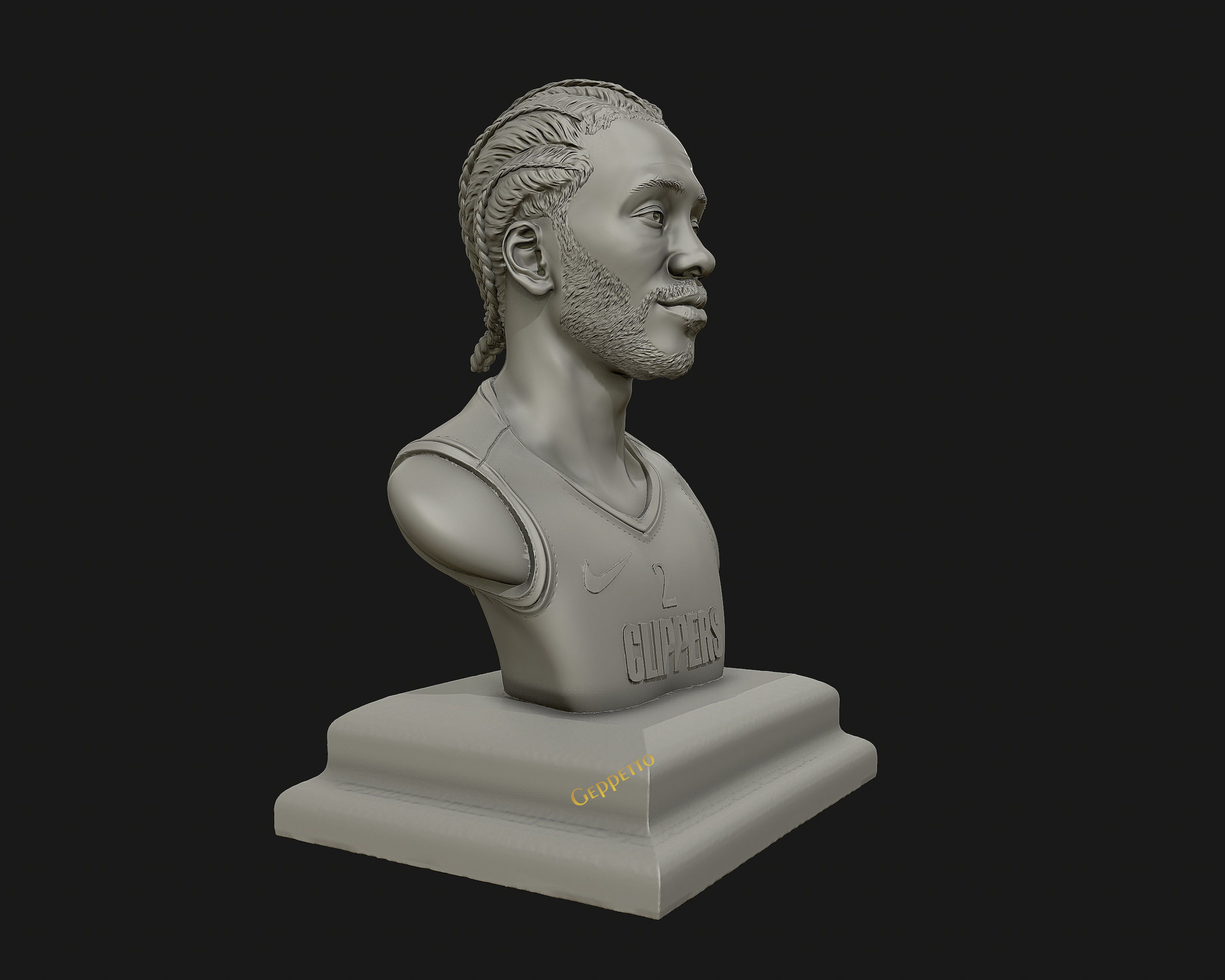 Kawhi Leonard 3D portrait sculpture ready to 3D print 3D print model_7