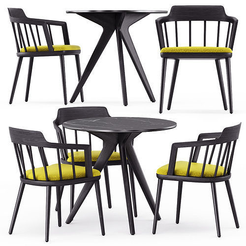 Tiara chair by Porada and Torsa table by Manutti 3D model