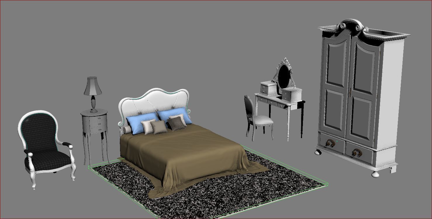 BEDROOM SET 6 chair 3D model_28