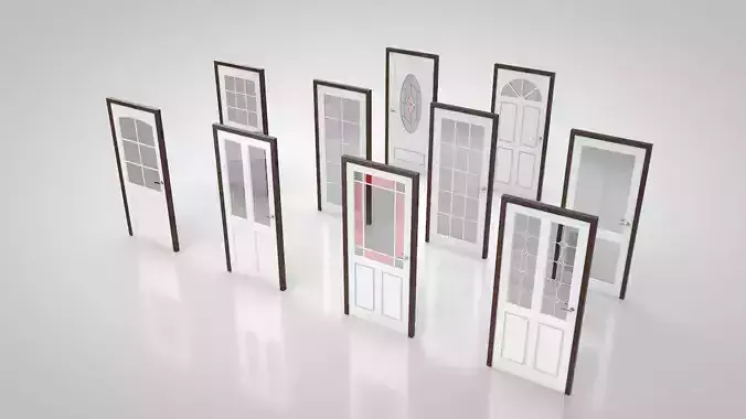 Door collection no2 Low-poly 3D model