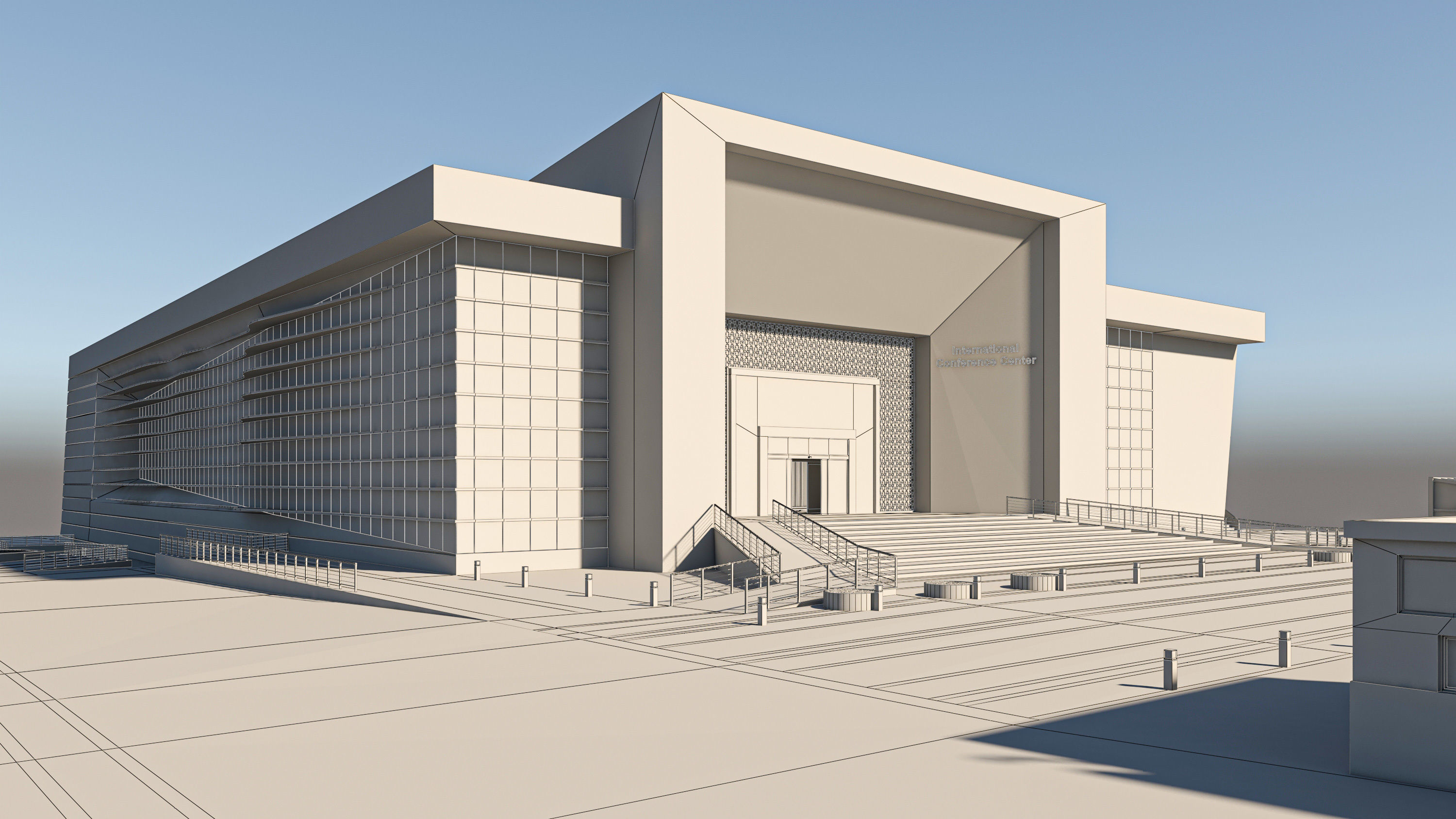 High Detail Conference Center low poly Low-poly 3D model_11