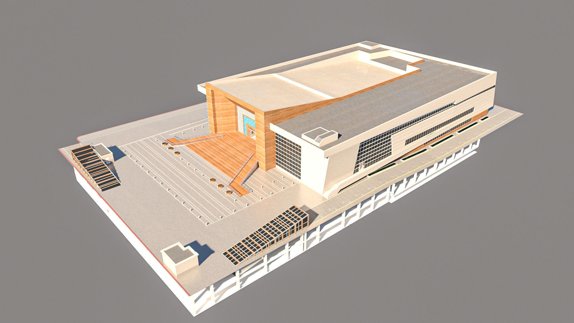 High Detail Conference Center low poly Low-poly 3D model_10