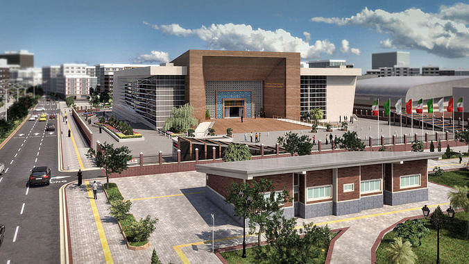 High Detail Conference Center low poly Low-poly 3D model
