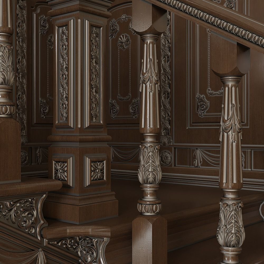 Stairs cnc kitbash 3D model_8