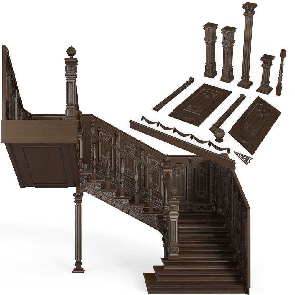 Stairs cnc kitbash 3D model_3