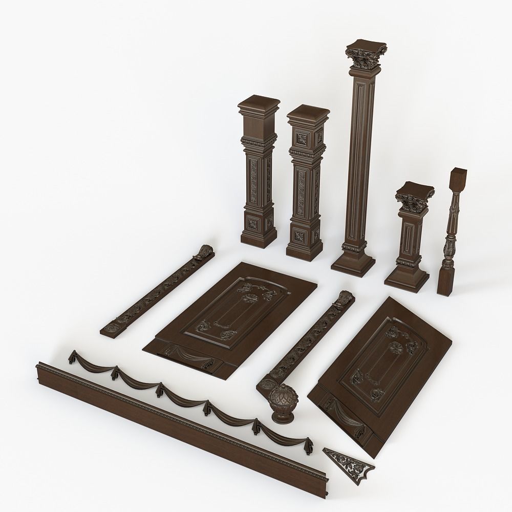 Stairs cnc kitbash 3D model_1