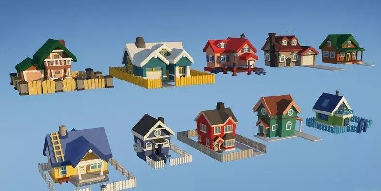 3D models - Unity Asset Store - City Houses Toon 3D print model