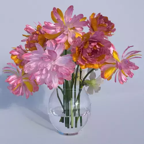 Peony Narcissus Flower set 3D model