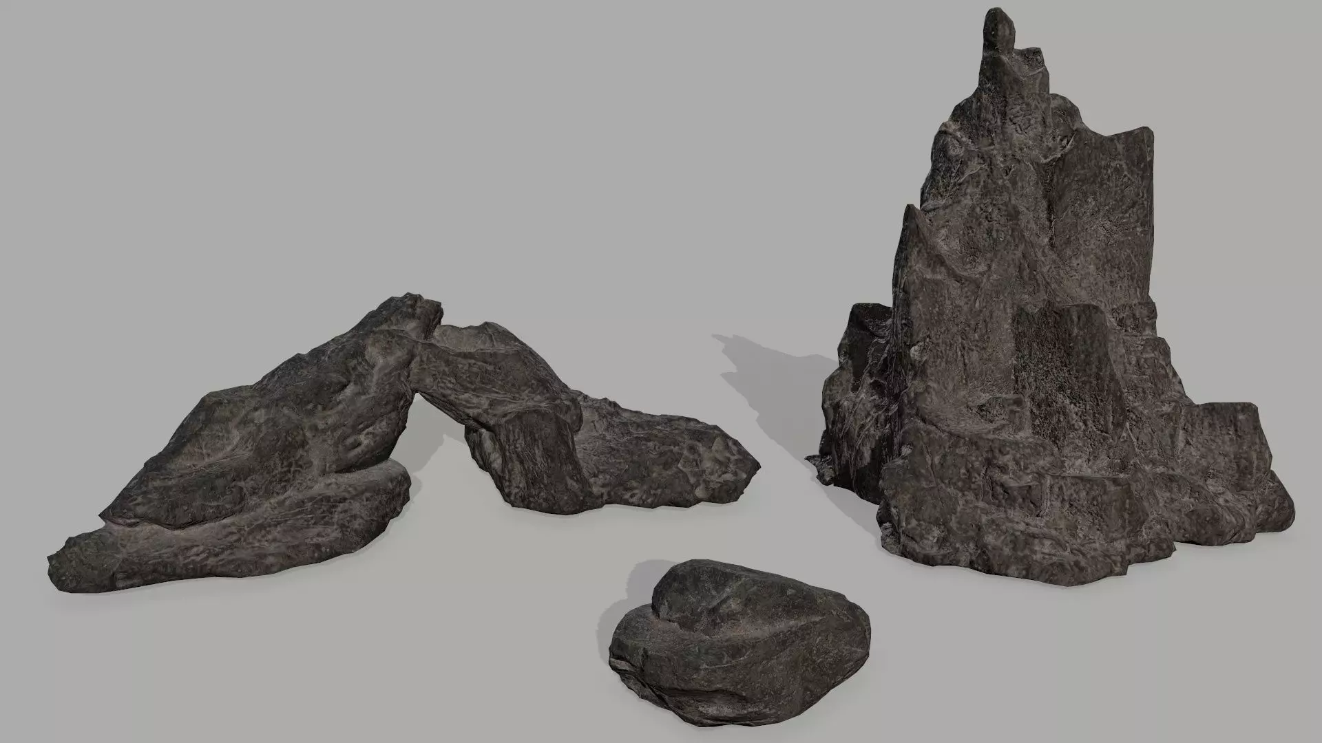 Rock set Low-poly 3D model_0