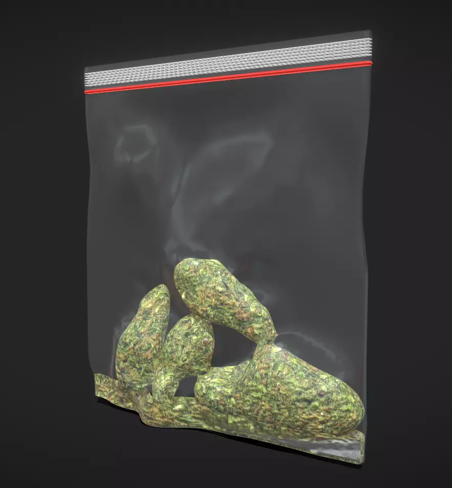 Weed Bag Low-poly 3D model_0