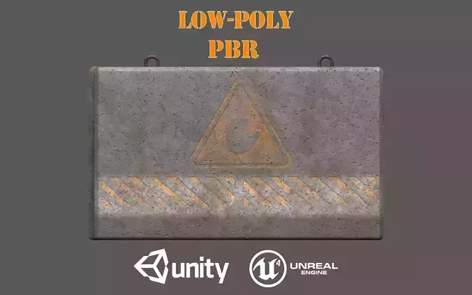 Concrete Barrier Low-poly 3D model