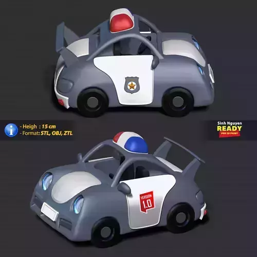 Police car cartoon 3D print model
