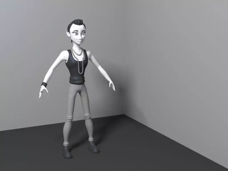 Punk Girl 3D model_0