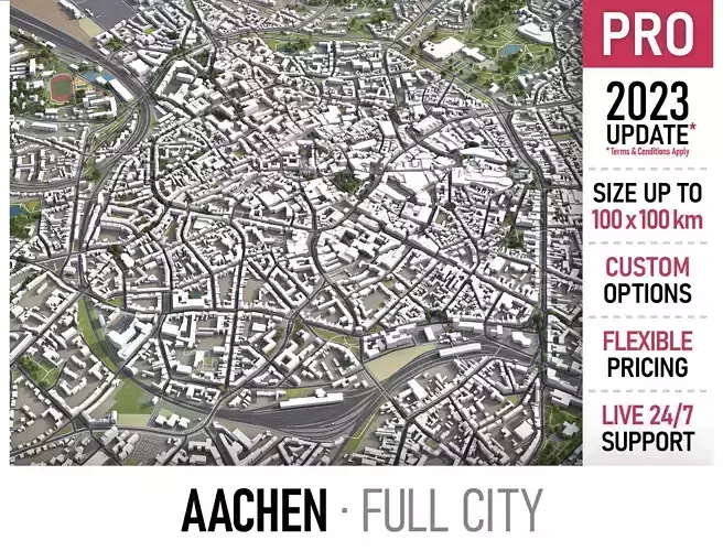 Aachen Low-poly 3D model