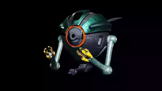 Sci Fi Harvesting Drone Low-poly 3D model