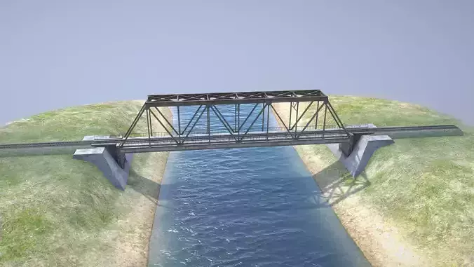 RW Bridge Vologda-II mono ferma Low-poly 3D model