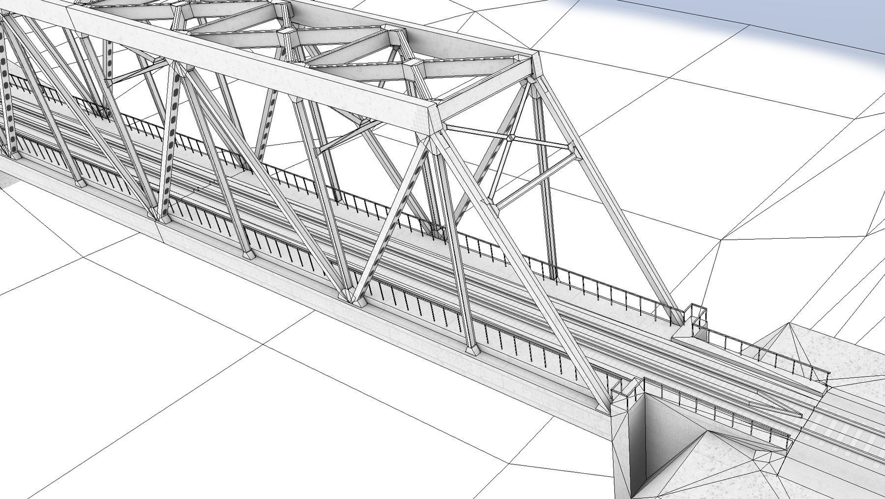 RW Bridge Vologda-II mono ferma Low-poly 3D model_14