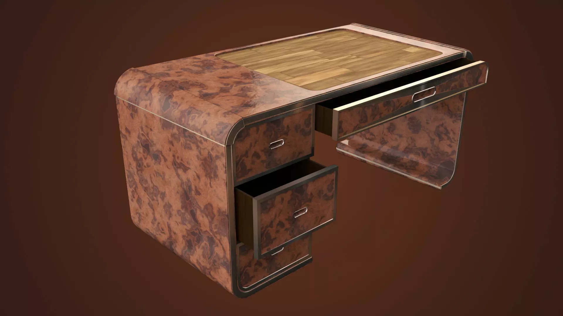 Office Desk Low-poly 3D model_0