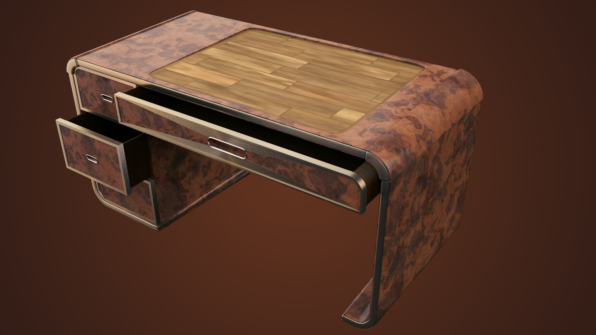 Office Desk Low-poly 3D model_2