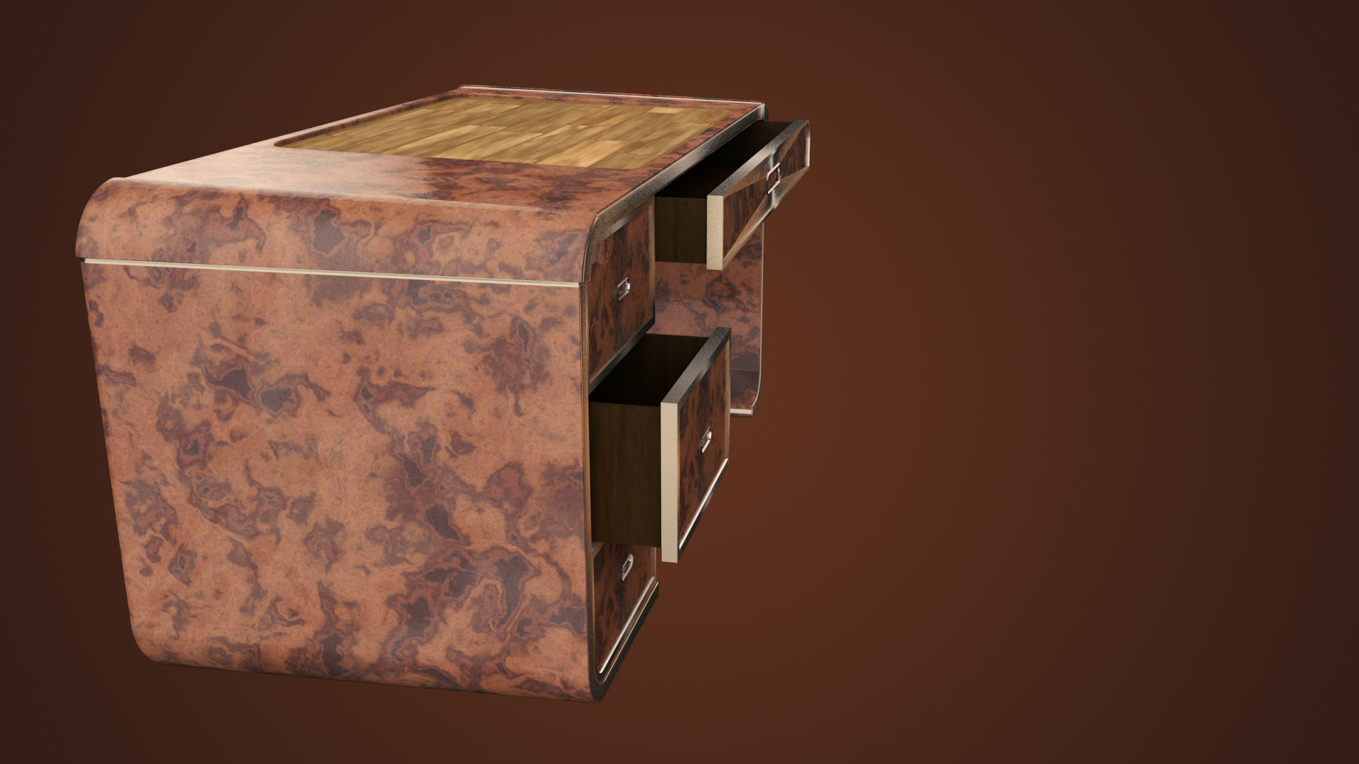 Office Desk Low-poly 3D model_3