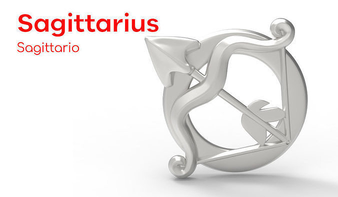 Sagittario silver pendant with arrow 3D print model