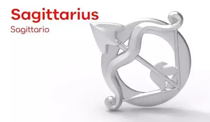 Sagittario silver pendant with arrow 3D print model