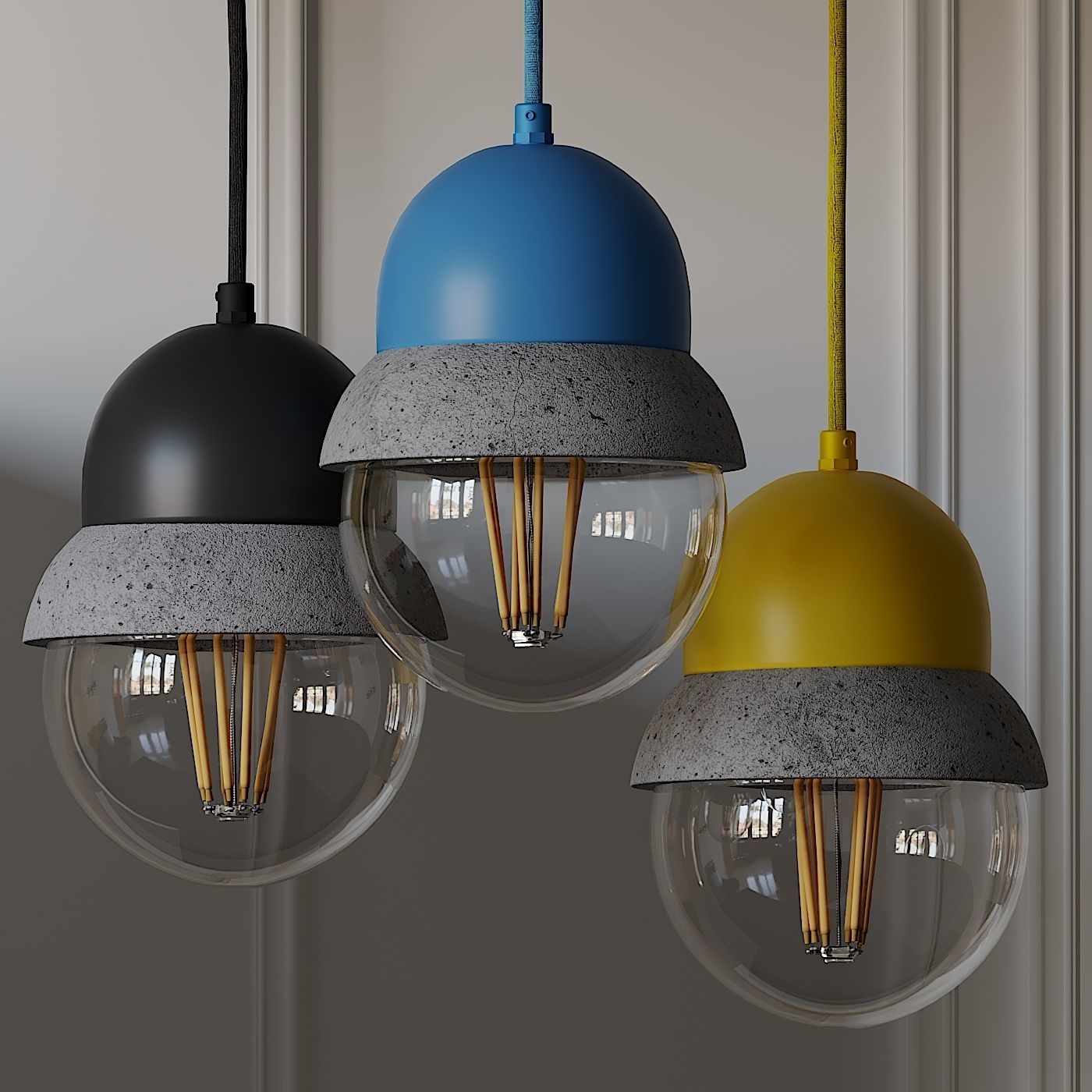 Maayan - Pendant Lightweight Concrete Lamp 3D model_1