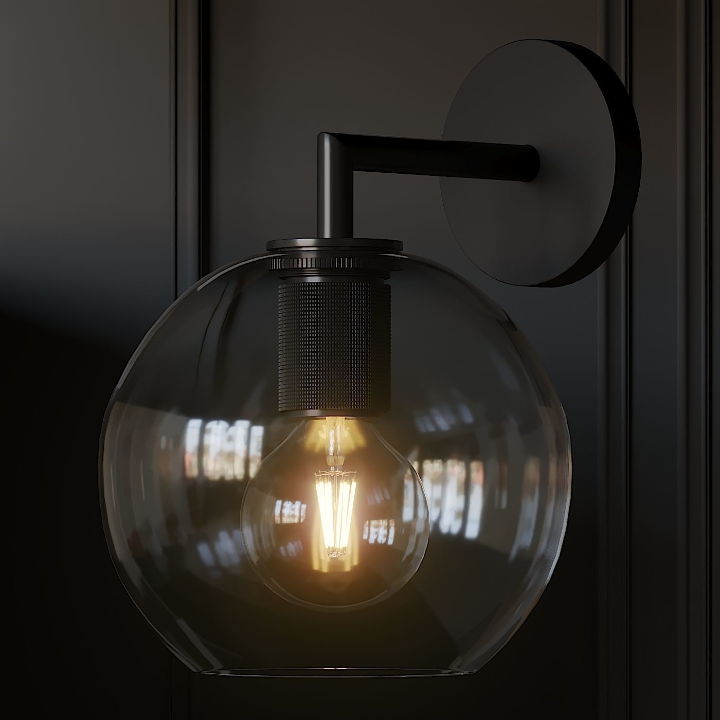Utilitaire Globe Shade Single Sconce 3 Type Materials 3D model_1