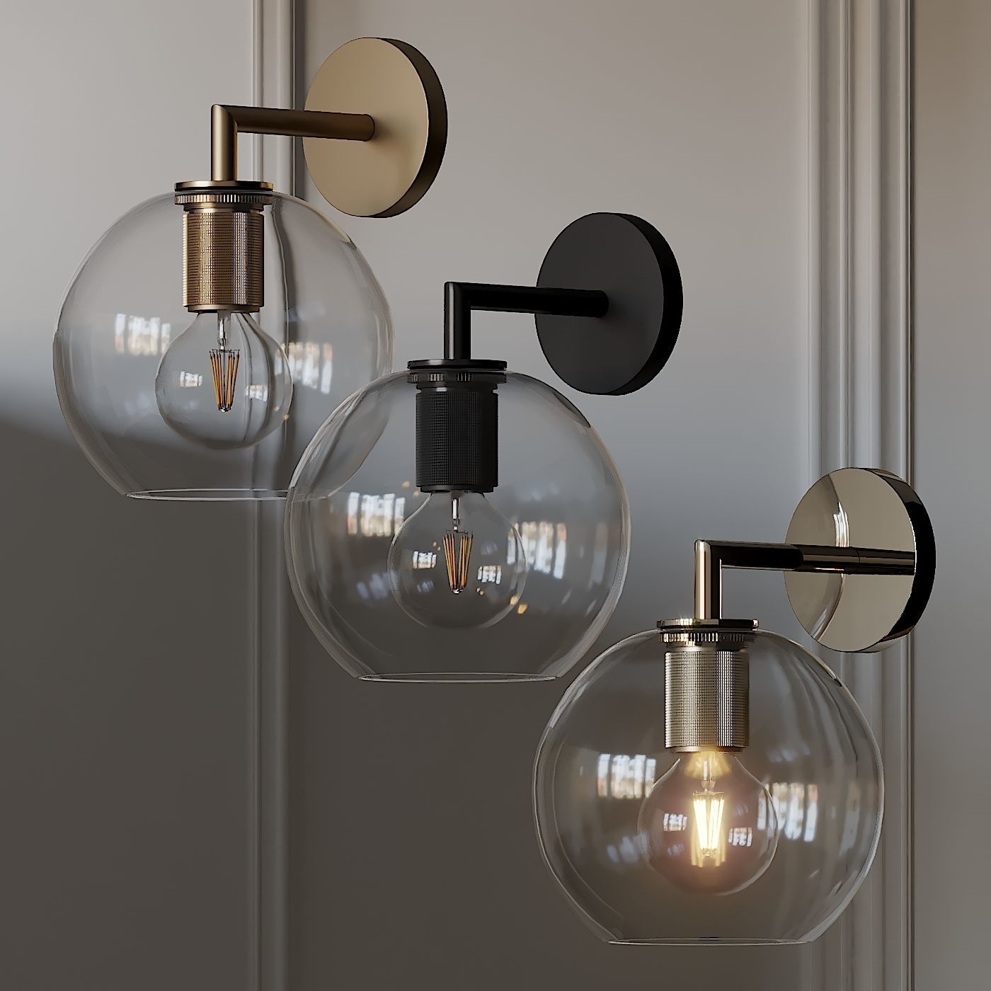Utilitaire Globe Shade Single Sconce 3 Type Materials 3D model_4
