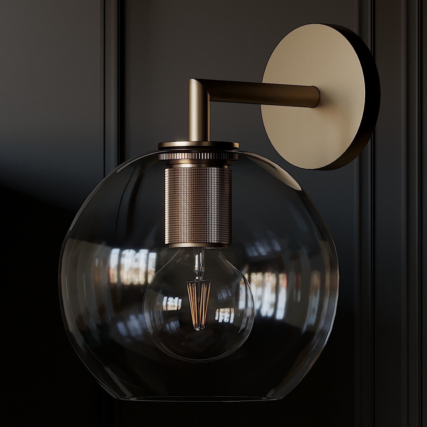Utilitaire Globe Shade Single Sconce 3 Type Materials 3D model_2