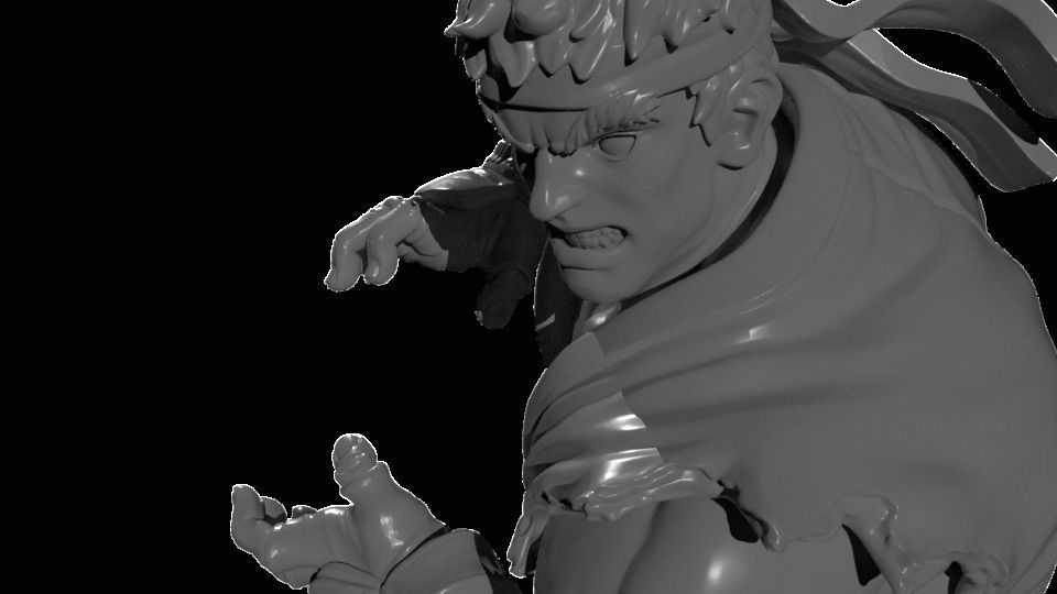 Ryu Statue for 3D Print 3D print model_9