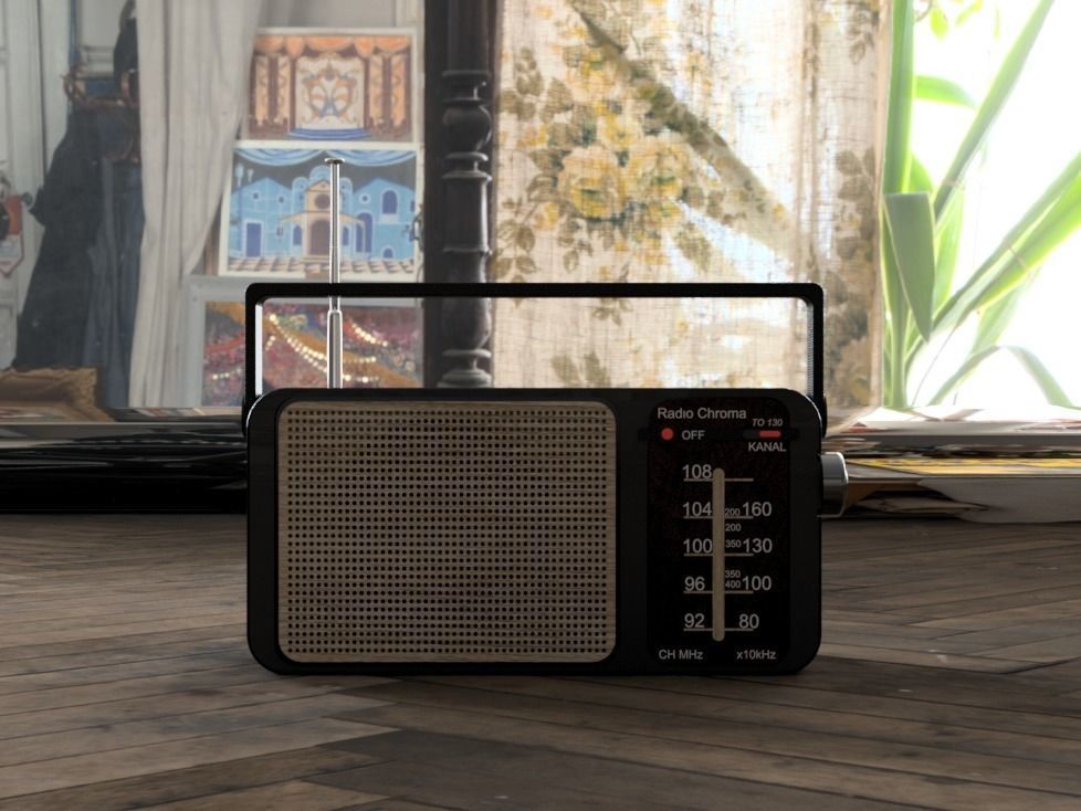 Free Retro Radio Low-poly 3D model_1