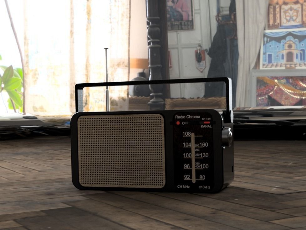 Free Retro Radio Low-poly 3D model_2