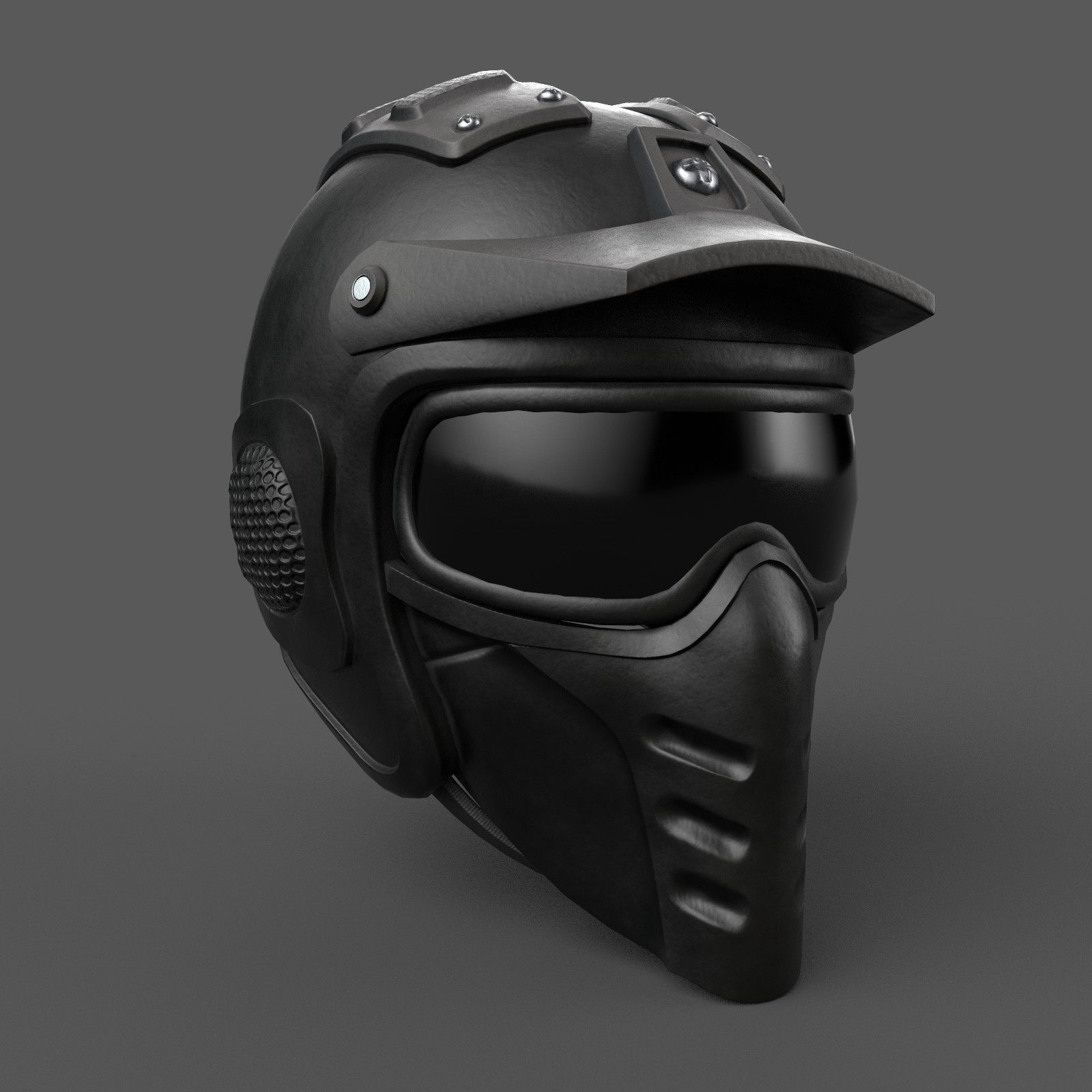 Helmet combat military Scifi 3d model gas mask  Low-poly 3D model_2
