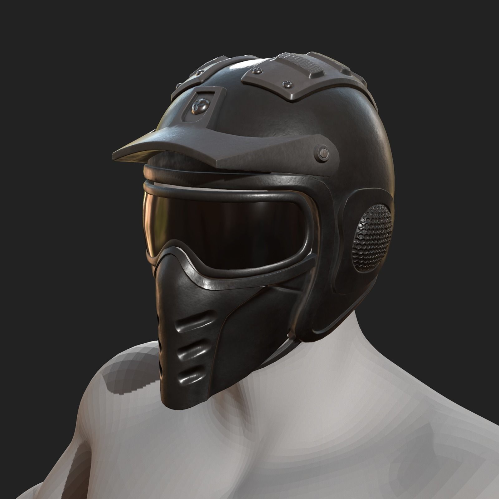 Helmet combat military Scifi 3d model gas mask  Low-poly 3D model_3