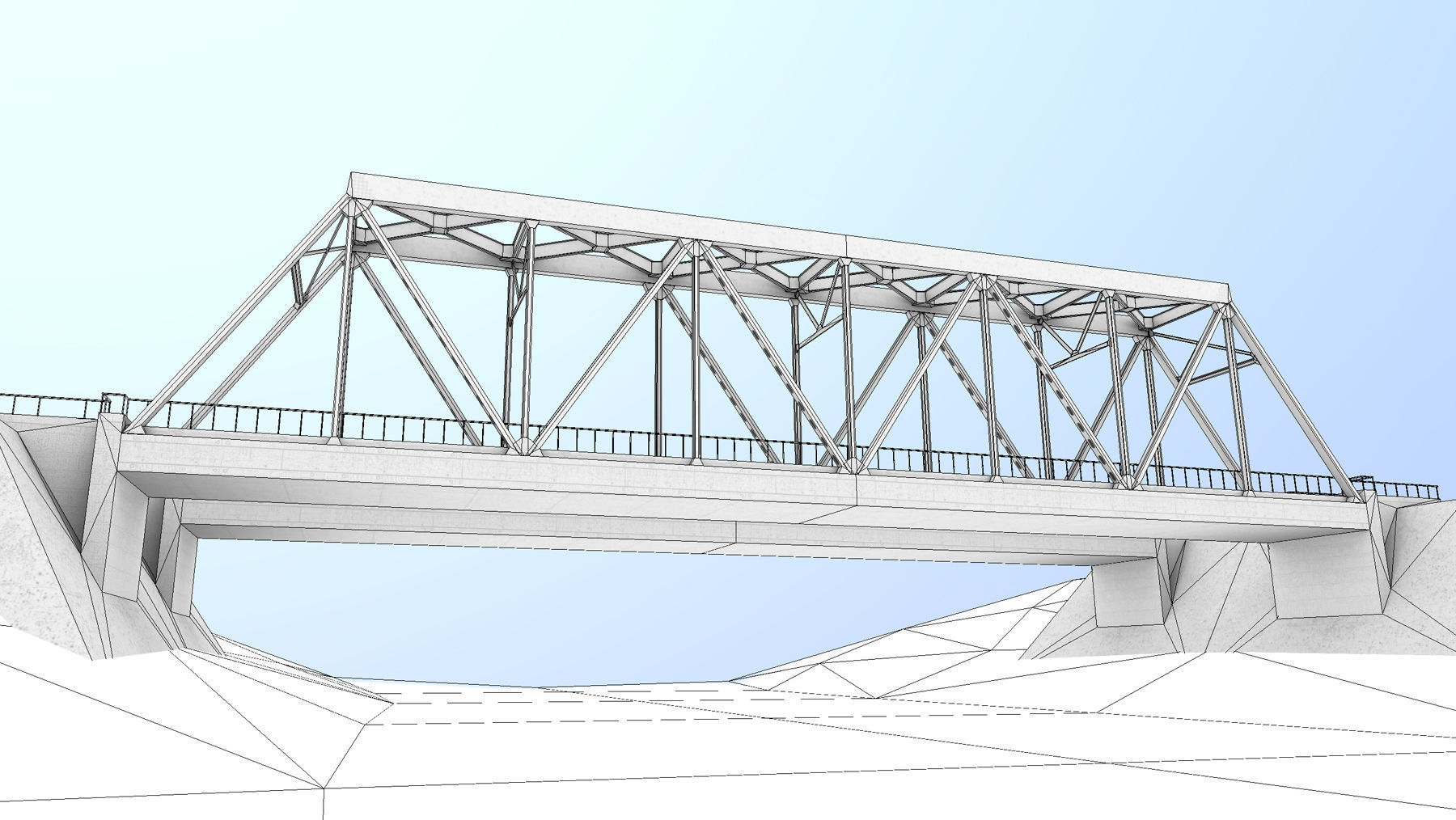 RW Bridge Vologda-II Low-poly 3D model_17